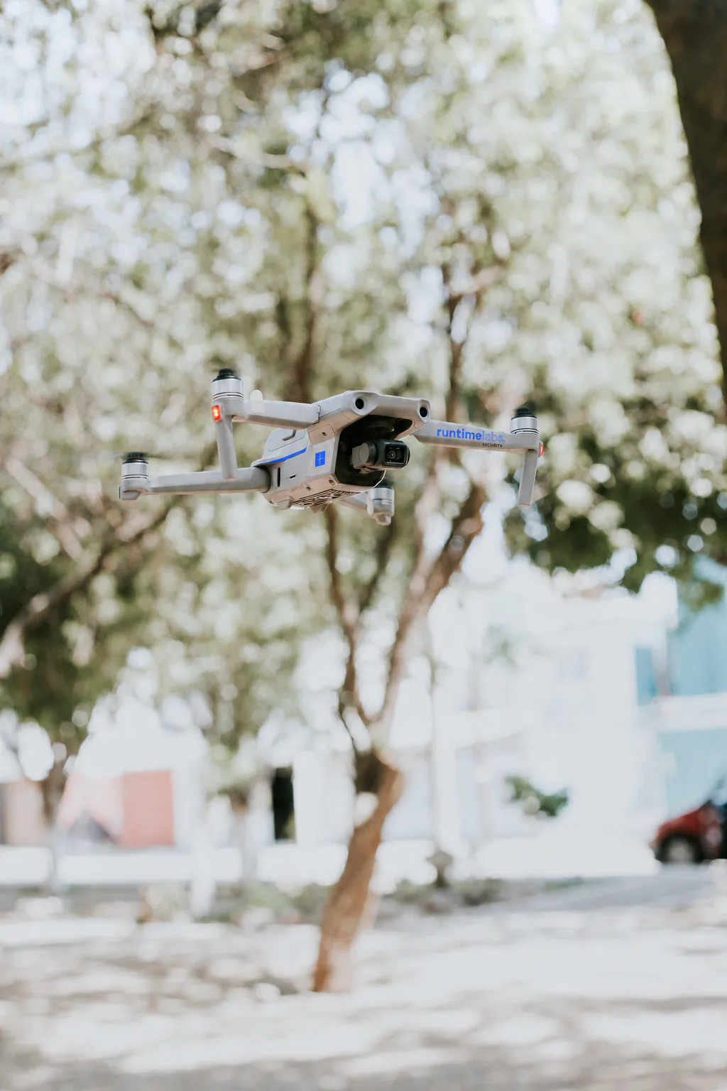 Security drone concept representing the Runtime Labs industrial protection vision