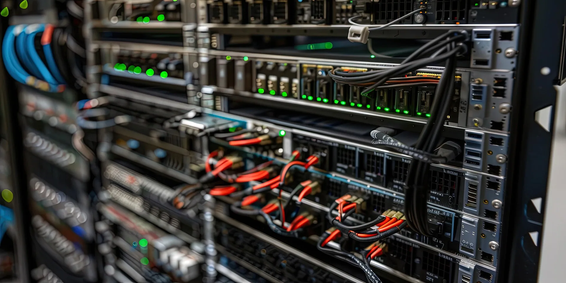 Business network equipment with visible status lights during diagnosis