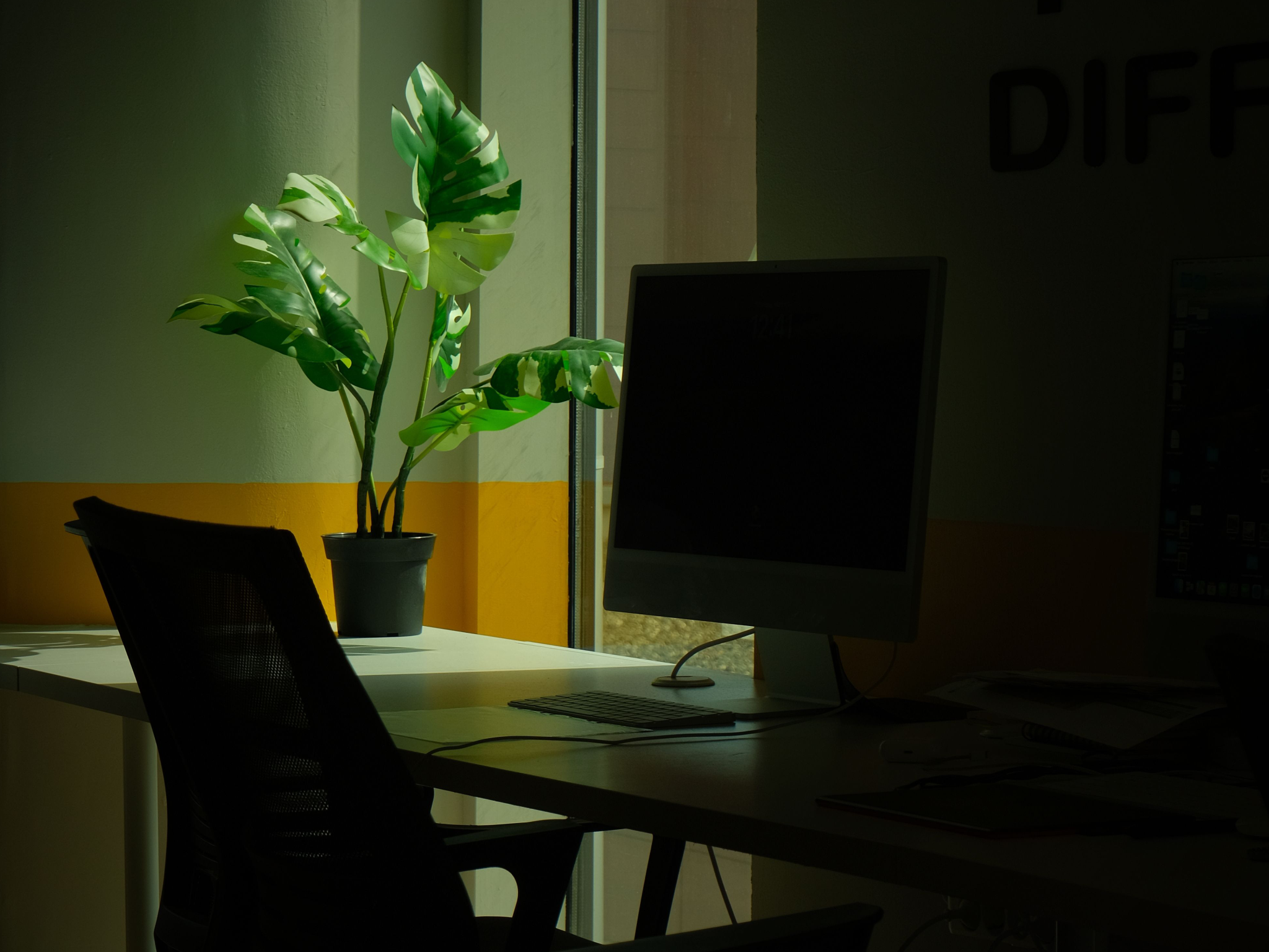 Professionally arranged small office with configured workstations